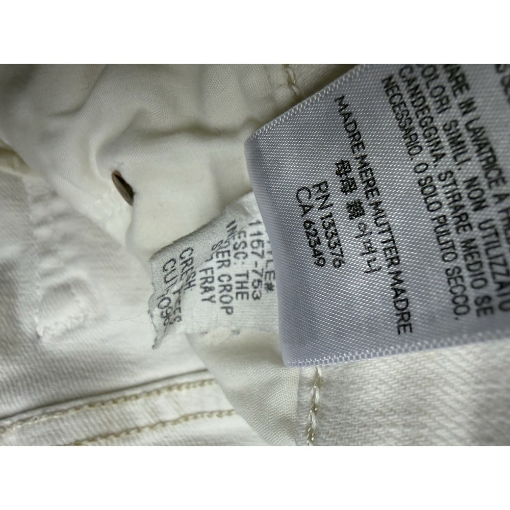 MOTHER The Insider Crop Step Fray Jeans Cream Puffs White Raw Hem Cropped Sz 27 - Picture 13 of 14
